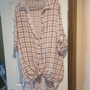 Miss Lili Pink and Black Plaid Shirt